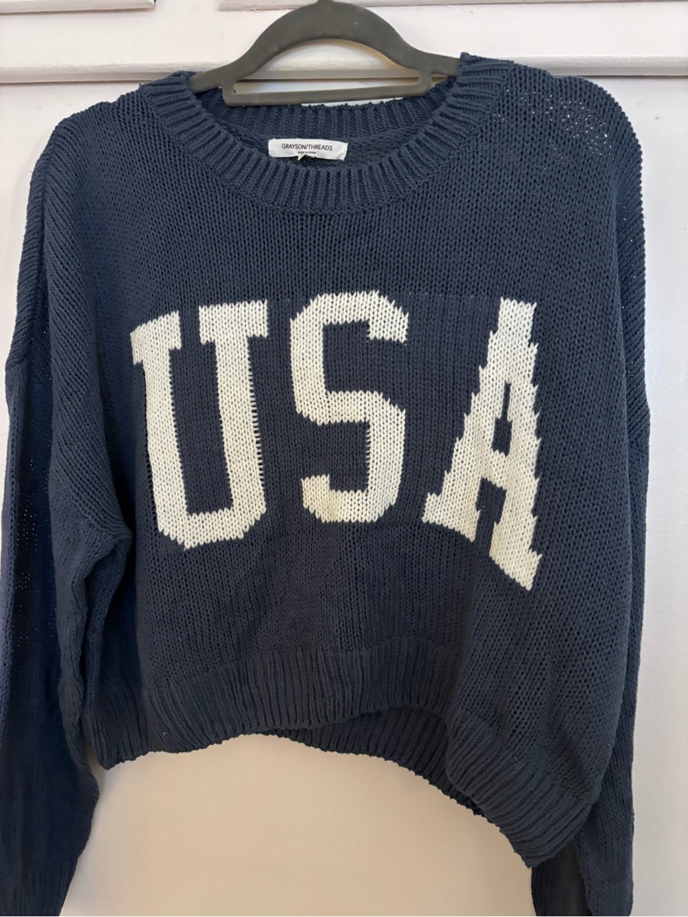 Grayson Threads Navy USA Knit Sweater XXL
